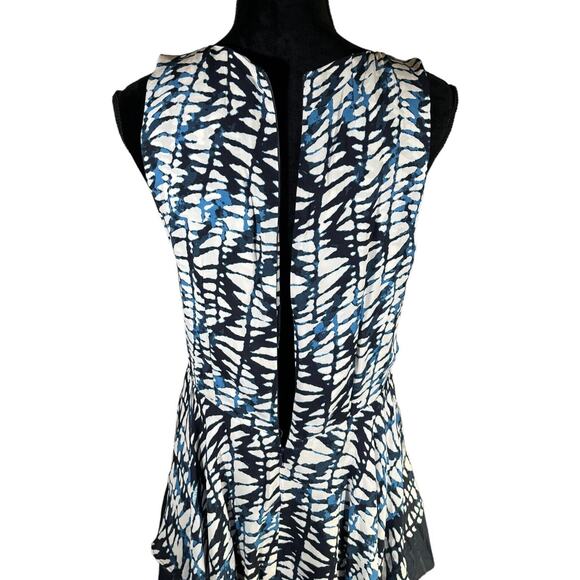 Amour Vert Fern Shibori Print Silk Layer Sleeveless Dress Ali Larter Size Medium - Picture 8 of 10